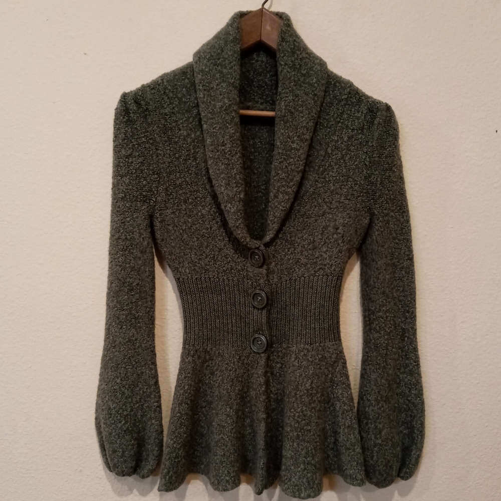 Moda Intl. Tailored Wool Sweater w/ Bishop Sleeves